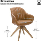 Art Leon Dining Chair - Mid Century Modern Swivel Dining Room Chair, Faux Leather Upholstered Arm Chair with Wood Legs for Living Room, Terracotta