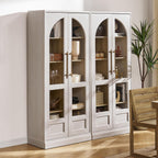 mopio Blake Tall Display Cabinet, Kitchen Buffet Pantry Cupboard, Trophy Display Case, Storage Cabinet Scratch Resistant Acrylic, Modern Farmhouse Curio Organizer (White Oak Arched, Single)