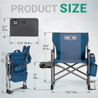 Overmont Folding Camping Chair with Side Table, Cooler Bag, 400 lb Capacity | Oversized Directors Chair for Lawn, Beach, Picnics and Fishing, 600D Oxford, 11.8 lb, Shoulder Strap and Storage Pockets