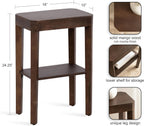 Kate and Laurel Talcott Modern Rectangle Wood Side Table, 16 x 10 x 25, Dark Brown, Transitional Decorative Two-Tier End Table for Use as a Bedroom Nightstand or Living Room Accent