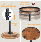 Small Side Table, Drink Table, Height Adjustable Round End Table, Pedestal Side Table for Small Spaces in Living Room, Bedroom, Brown