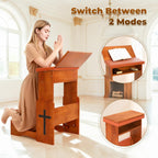 Prayer Kneeler Bench with Book Rest, Adjustable Height Foldable Kneeling Bench with Thick Padding, Portable Prayer Stool for Home, Church and Meditation