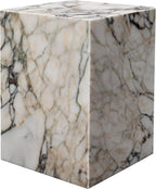 HomeRoots 20" Ivory Marble Square Block End Table