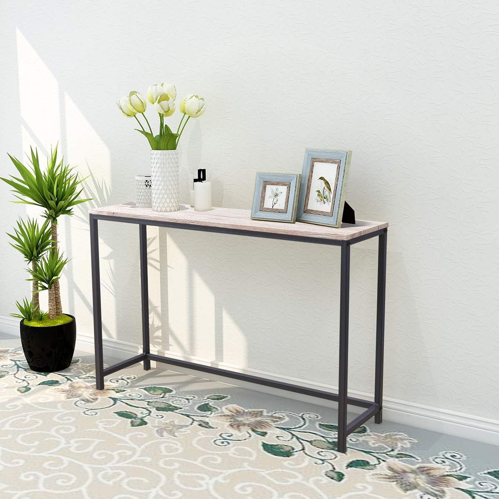 HOMERECOMMEND Console Table with Power Outlets and USB Ports,Rustic Brown | Sofa Tables with Charging Station,for Hallway, Entryway,Behind Couch Table,charging station behind couch