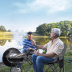 Leonyo Camping Chairs for Adults, 2 Pack Folding Lawn Chair & Table, Grey | Oversized & Portable Beach Chair for Outdoor Sports, Fishing, Rv Travel, Picnic