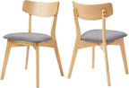 Dining Chairs Set of 2, Dining Room Chairs with Walnut Finished Frame | Kitchen Chairs Set of 2 with Curved Backrest and Wood Legs, Mid Century Modern Upholstered Dining Chairs