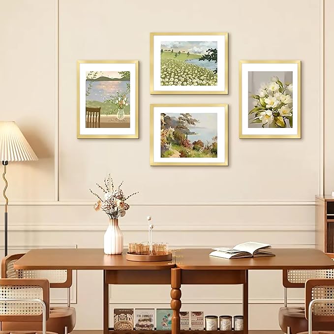 FIXSMITH 11x14 Picture Frame Bulk-6 Pack, Photo Frame with HD Plexiglass, Display Pictures 8x10 with Mat or 11x14 Without Mat, Gold Picture Frames Collage Wall Decor