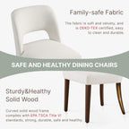 KISLOT Upholstered Dining Chairs Set of 4, Modern Armless Kitchen Chairs with Solid Wood Legs, Boucle Fabric, Sturdy Spring Structure, Comfortable Padded Dining Room Chairs, Cream