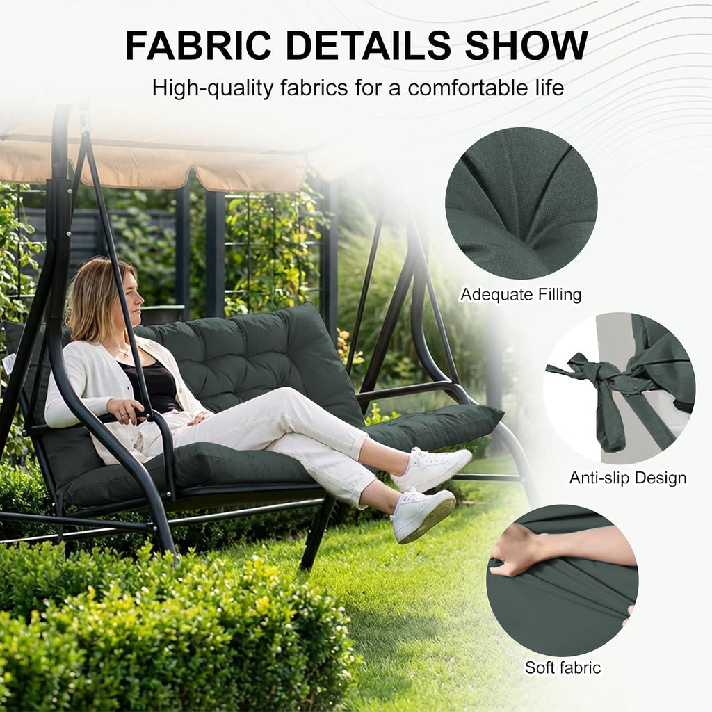 Outdoor Swing Cushion Replacement 71x40 in, Waterproof Porch Swing Cushions 3 Seater, 4 in Thick Bench Pad for Patio Garden Furniture