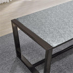 Pemberly Row Contemporary 3-Piece Coffee & End Table Set, Black Nickel Finish, Patterned Mirror Tops, Metal Sled Base with Cross Stretchers, Modern Style Living Room Furniture for Décor and Practical