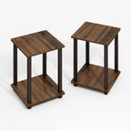 Furinno Simplistic Side Table Set of 2, End Table, Night Stand, Nightstand, Bedside Table, for Living Room, Bedroom, Black Walnut