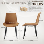PU Leather Dining Chairs Set of 8, Modern Upholstered Dinner Chairs with Sturdy Metal Legs and Comfort Backrest for Home Kitchen, Living Room, Accent Side Chairs (Rustic Brown)