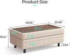 LINSY HOME Storage Ottoman Bench, 40" Convertible Coffee Table Plush Corduroy Foot Rest Ottoman for Living Room, Bedroom, Guest Room, Entryway, Beige