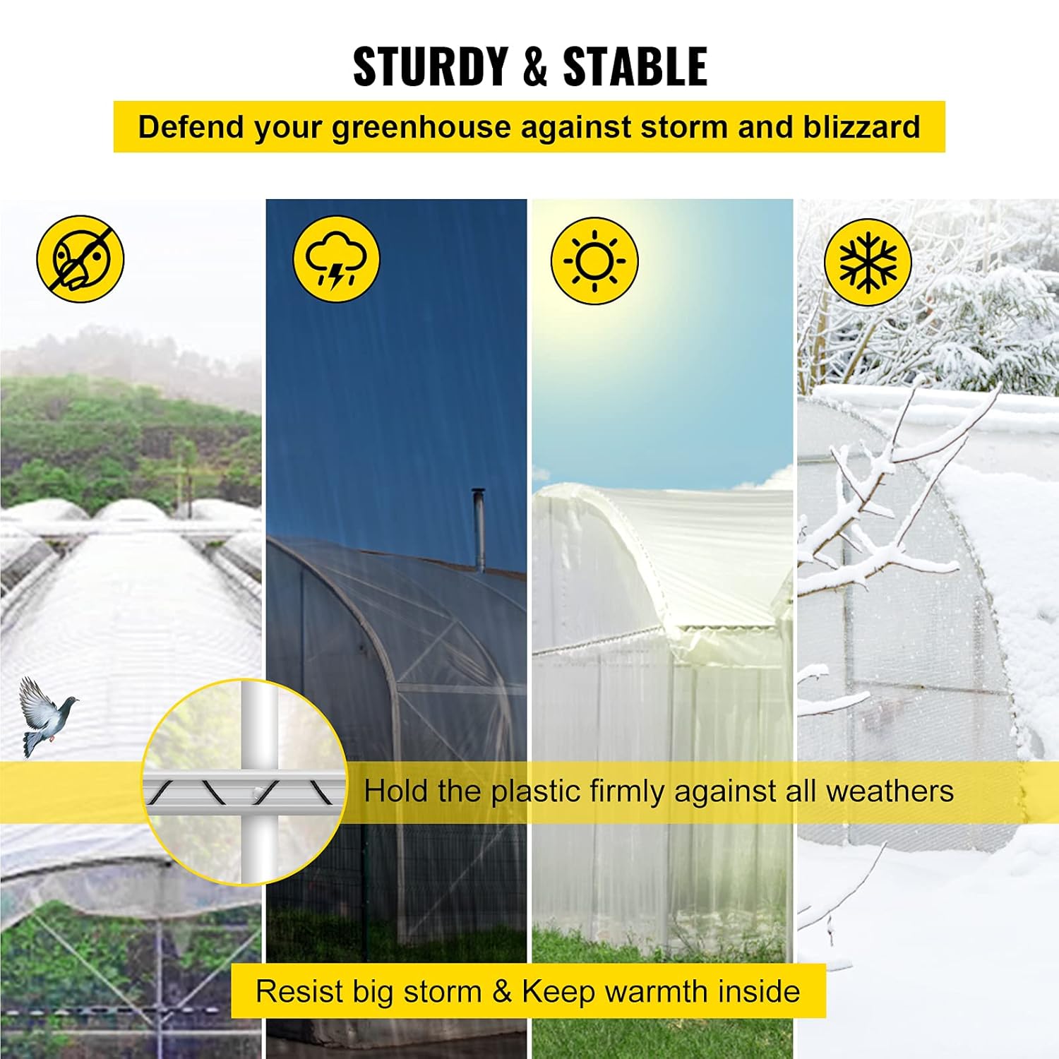 VEVOR Greenhouse Spring Wire and Lock Channel 40 Packs, 6.56 ft PE Coated Aluminum Alloy Bundle Kit, Silver Plastic Poly Film or Shade Cloth Attachment w/Screws