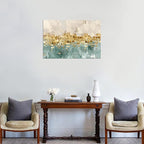 DZL Art A74681 Gold Abstract Painting Modern Decor Wall Art Gold Canvas Gray Contemporary Canvas Living Room Art 32.00'' x 48.00''
