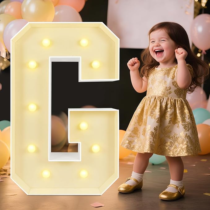 Marquee Light Up Letters: 3FT Large Decorative Signs for Party Decorations Baby Shower Birthday Wedding Engagement Anniversary, 3 Feet Tall Pre-Cut DIY Foamboard Letter G - Easy to Assemble