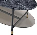 Engineered Stone Top & Black Finish Nesting Table Set | Dual-table nesting design with 15 mm thick engineered stone tops