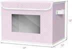 Univivi Fabric Foldable Storage Boxes [4-Pack] Large Collapsible Stackable Storage Bins with Lids, Closet Organizers and Storage Cube Basket for Home, Office, Bedroom (Pink, 17”x 12” x 12”)