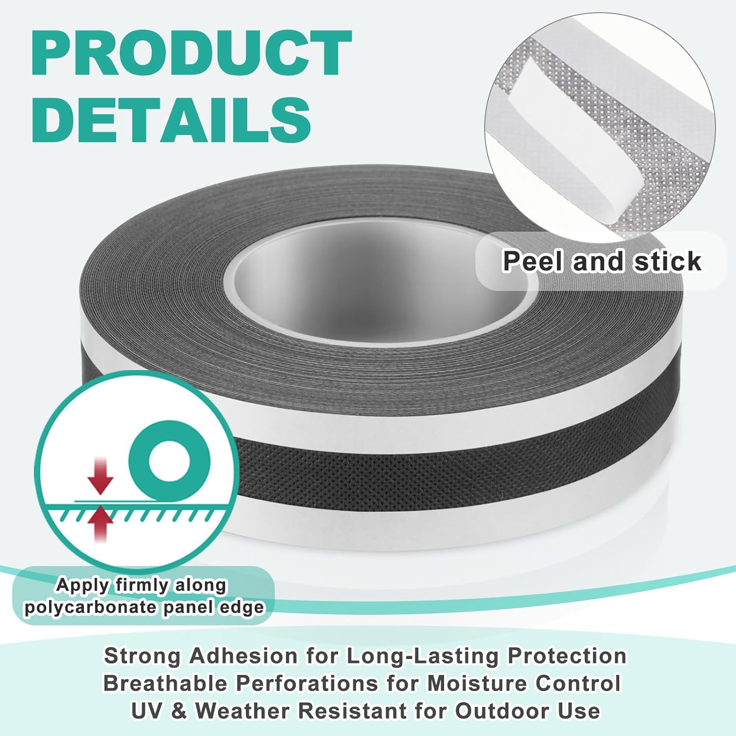 Frienda 2 Roll 82 ft Vented Polycarbonate Tape Dustproof Waterproof Self Adhesive Greenhouse Tape UV Heat Resistant for Polycarbonate Greenhouse Panel Roofing Multi Wall Panels Outdoor Repairs (25 mm)