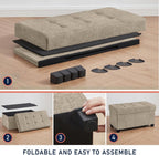 Ornavo Home 30" Large Storage Ottoman Bench with Legs, Taupe | Foot Rest Stool; Ottoman with Hidden Storage; Ideal for Bedroom, Living Room, Entryway or Home Office