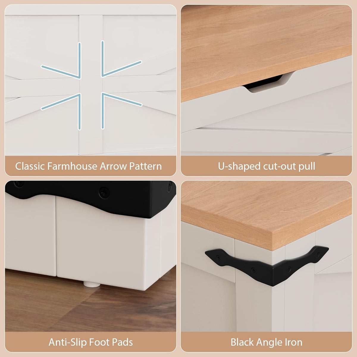 L Shape Kitchen Breakfast Nook Bench, Backless Farmhouse Storage Bench, Corner Dining Bench with Hidden Storage for Dining Room, Kitchen, Entryway
