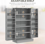 41" Paper Gray Kitchen Pantry Cabinet Freestanding Vertical Cupboard with Double Doors 5-Tier Interior Shelves & 12 Door Racks Adjustable Storage