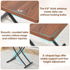 Liftable Folding Dining Table for 4, Adjustable Drop Leaf Table, Multi Functional Coffee Table for Small Spaces, Scratch-Resistant Wood Top with Metal Frame for Apartment Kitchen Living Room