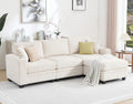97" Modular Sectional Couch with Storage, Corduroy 3-Seater L Shaped Sofa with Ottoman Chaise, Removable Sofa Cover, Cloud Modular Sofas for Living Room, Apartment