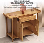 Personal Shrine Meditation Table with Storage Cabinet and Drawer | Pedestal Offering Stand Prayer Table, Sturdy Structure, For Living Room, Office(Brown,100cm/39.3in)