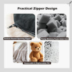 LPMOERA Round Storage Ottoman Pouf Faux Fur Portable Decorative Foot Rest Stool Poufs for Living Space Camel