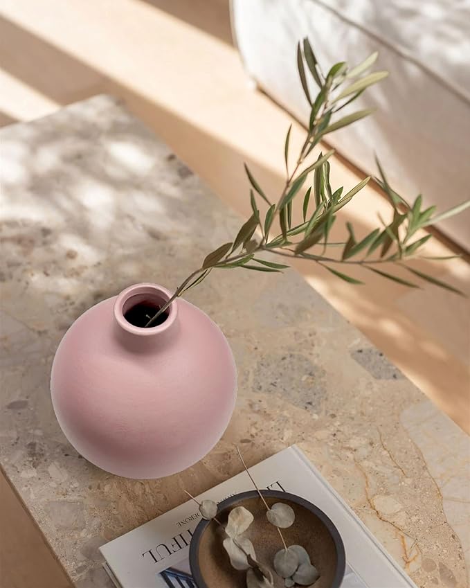 vensovo Matte Ceramic Vase Set of 3 – Modern Farmhouse, Boho & Minimalist Neutral Home Decor – Decorative Vases for Pampas Grass, Dried Flowers or Faux Plants – Shelf, Table, Entryway & Living Room