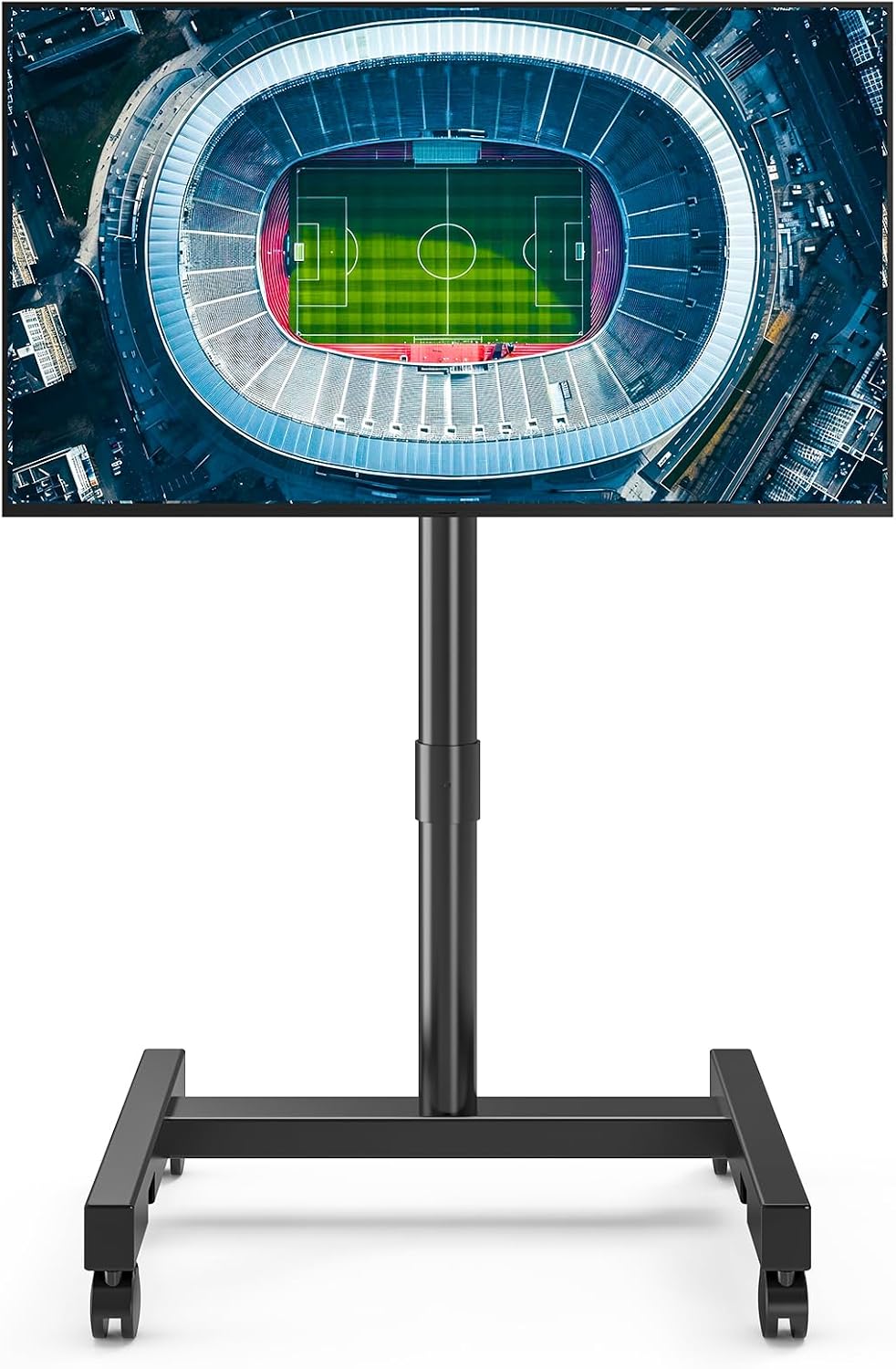 Mobile Rolling TV Stand on Wheels for 13-50 inch Screens, Black | Portable TV Stand for Outdoor, Bedroom, and Living Room, Locking Caster, Tilt Angle and Height Adjustment, Max Vesa 200x200mm