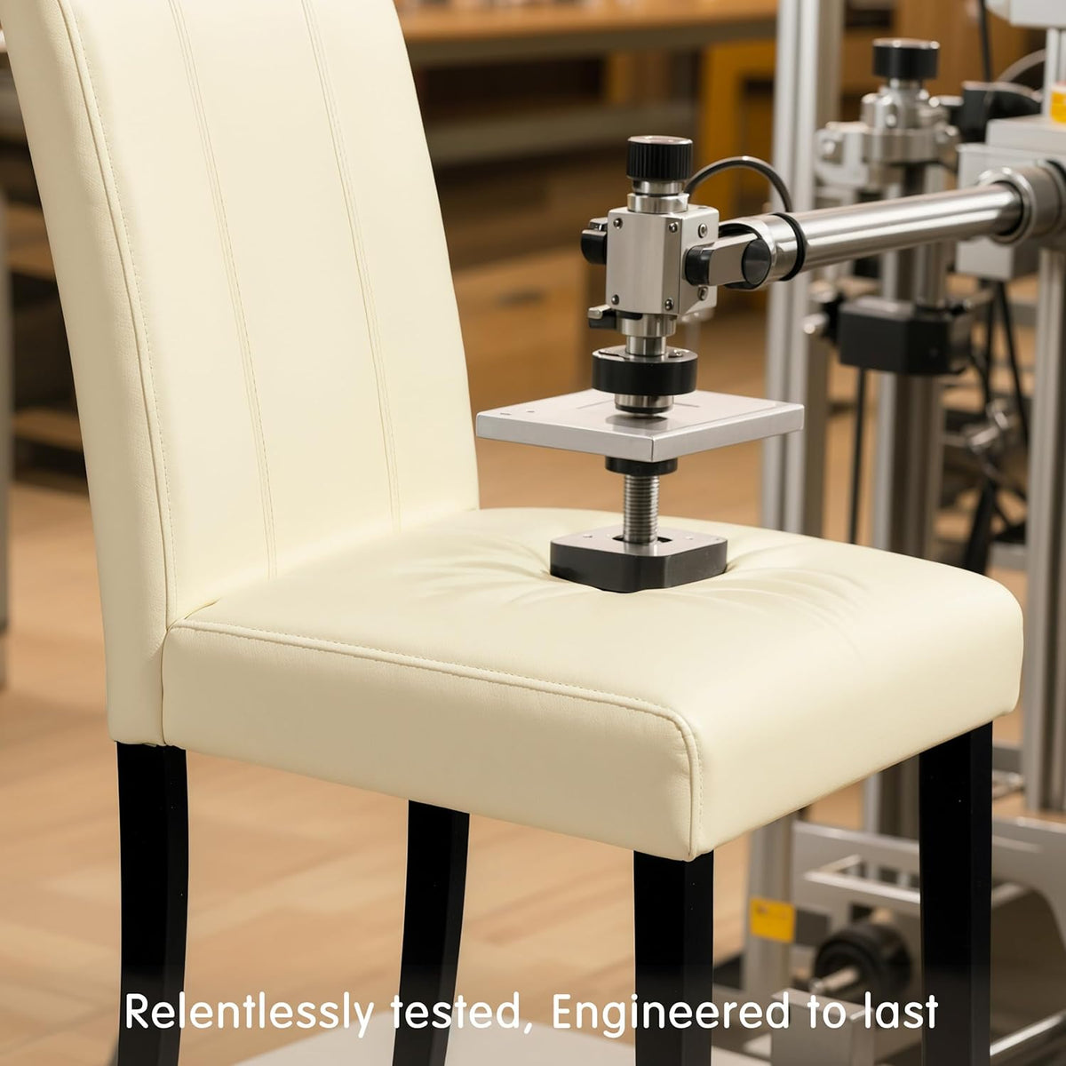 SyMax Dining Chairs Set of 6, Faux Leather Upholstered Dining Room Chairs, Modern Parsons Kitchen Chairs with Wood Legs, Cream(Only Chairs)