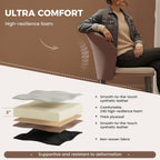Modern Curved Back Dining Chairs Set of 4, Faux Leather Upholstered Accent Chair, Mid-Century Kitchen Side Chair with Soft Cushion for Dining Room, Living Room, Bedroom, Brown