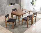 CIMOTA Black Dining Chairs Set of 4, Mid Century Modern Upholstered Dining Room Chairs with Wood Frame/Adjustable Back for Kitchen, Charcoal Black/Linen Fabric