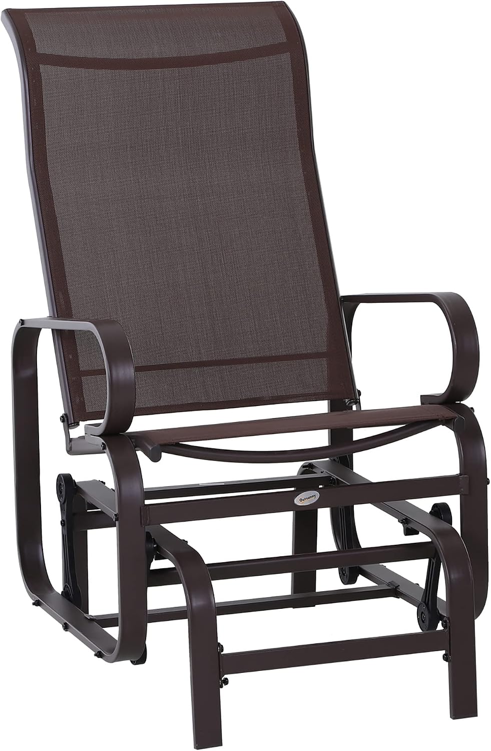 Outsunny Outdoor Glider Chair, Smooth Gliding Mechanism, Brown | Gliders for Outside Patio, Lightweight Construction, Backyard