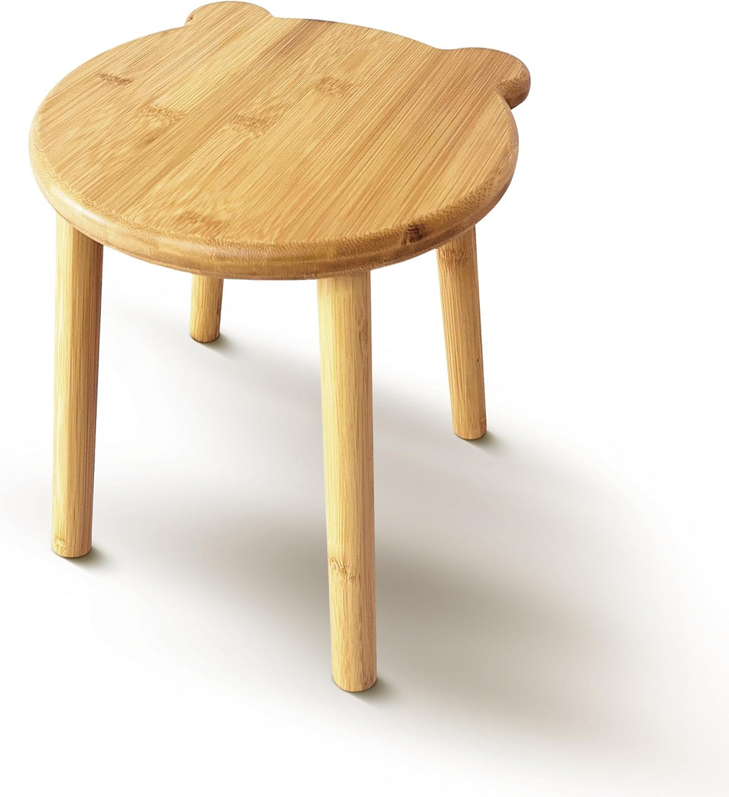 9.8 in Small Wooden Stool, Non-Slip Small Round Stool, Portable and Sturdy, Suitable for Footstools in Bedroom, Bathroom, Kitchen (L)