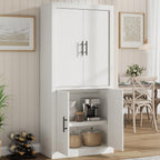 70.45'' Multi-Use Farmhouse Pantry: Kitchen Pantry Cabinet with 4-Door, Adjustable Shelves, Anti-Tip for Kitchen, Dining, Office