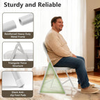 Folding Dining Chairs Set of 4 - Modern PU Leather Folding Chairs with Cushion Seat & Back Metal Legs Kitchen Chairs Folding Chair Set for Kitchen/Living Room/Bedroom/Parties (White)