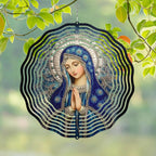 Virgin Mary Prayer Wind Spinner, Metal Wind Spinners Outdoor Indoor, Religious Virgin Mary Hanging Garden Decor for Outside, Stainless Wind Spinners for Yard and Garden 10 inch 3D (25.76X25 CM)