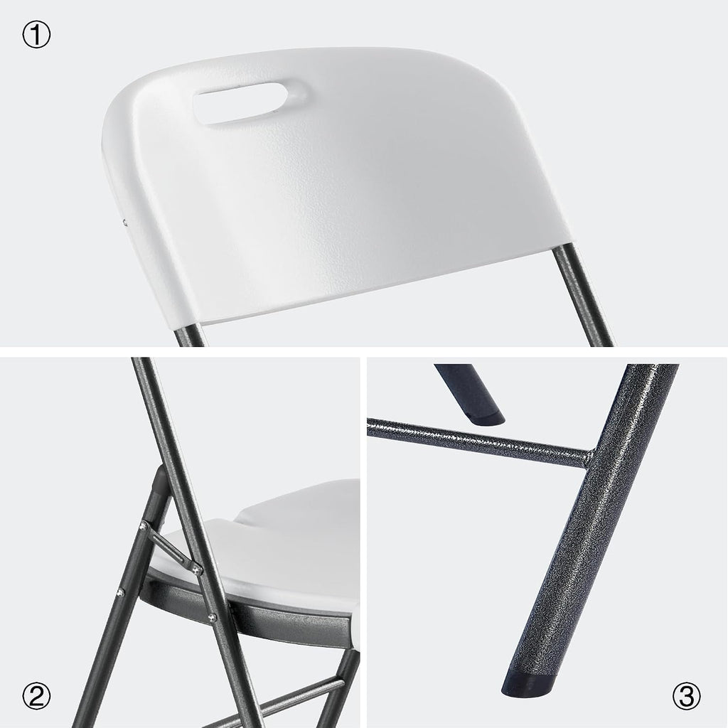 VECELO Folding Card Table Square and Chairs Set, Collapsible Legs & Portable for Indoor/Outdoor, Picnic, 5 Piece, White