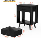 GYIIYUO 24" H Nightstands Set of 2 with Fabric Drawer, Black