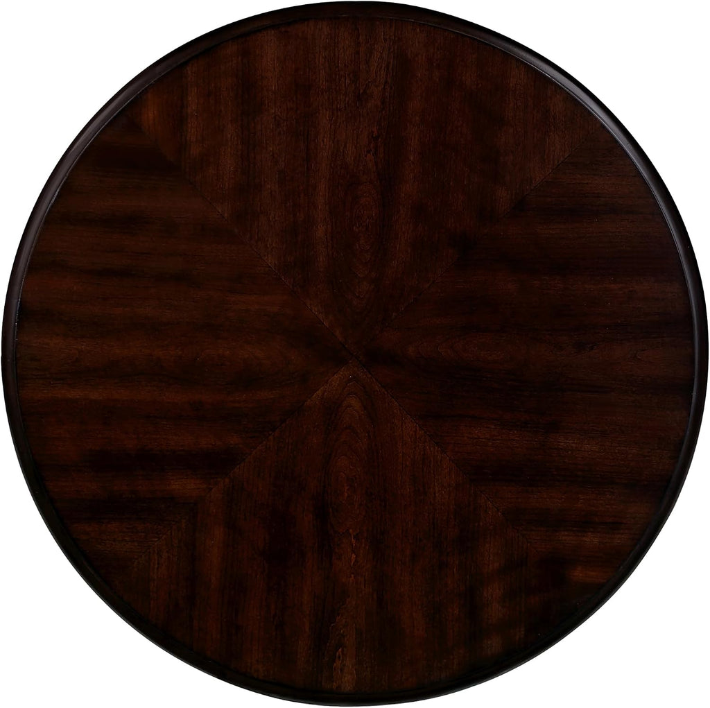 P PURLOVE 22'' Two Tone Round End Table with Shelf for Living Room, Solid Wood Frame, Easy Assemble (Beige and Espresso)
