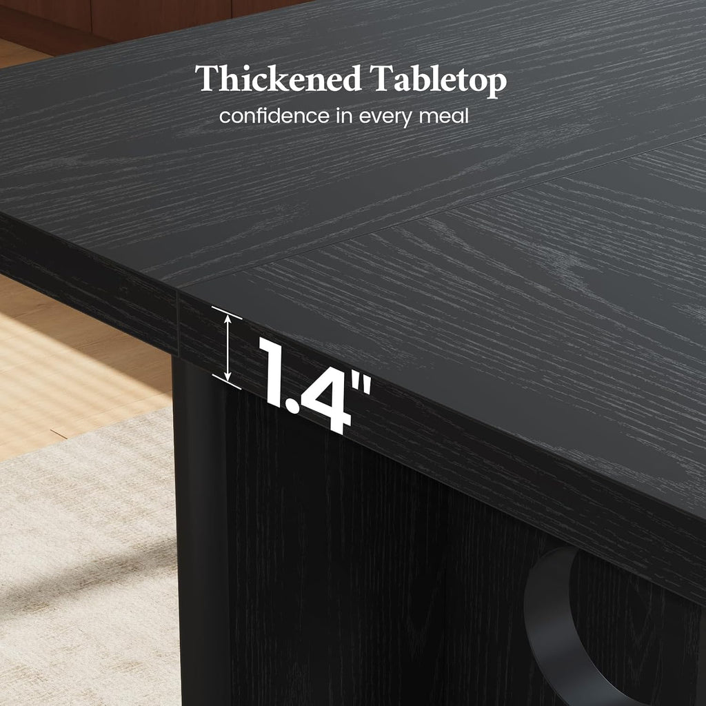Dining Table for 4 People, Rectangle Kitchen Table with Elegant Design Legs, Modern Dining Room Tables for Small Space, Easy to Assemble, Pretty Sturdy, Heavy Duty (Black)