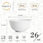 Wheat Straw Camping Bowls Sets of 6,Unbreakable 26oz Lightweight Bowls Sets for Outdoors Activity,Breakfast Bowls for Cereal and Salad.White Series
