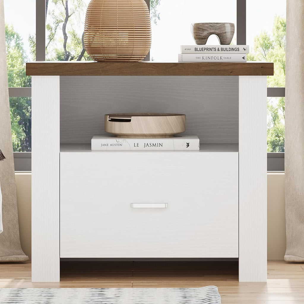 4ever2buy 23” Nightstand with Storage, Large Bedside Table End Table with Drawer, Wide Night Stand End Table for Bedroom Living Room, White