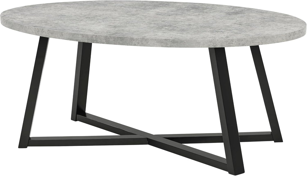 Roundhill Furniture Modern Harmony 3-Piece Wood Oval Coffee Table Set, Gray