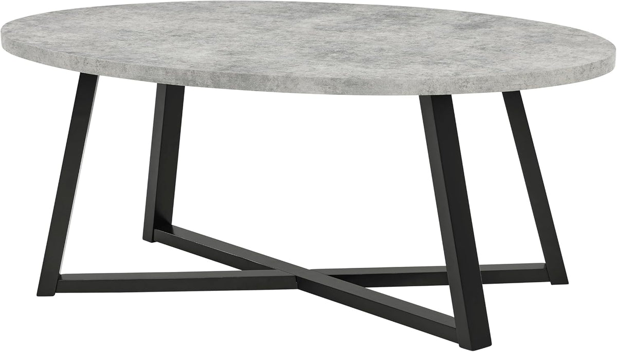 Roundhill Furniture Modern Harmony 3-Piece Wood Oval Coffee Table Set, Gray