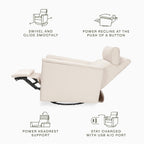 Namesake Willa Plus Power Glider Recliner w/Power Headrest in Performance Ivory Boucle, Water Repellent and Stain Resistant, Greenguard Gold and CertiPUR-US® Certified