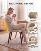 Upholstered Dining Chairs Set of 4, Farmhouse Fabric Kitchen Chairs with Solid Wood Legs, Modern Dining Room Chairs for Restaurant & Cafe, Camel